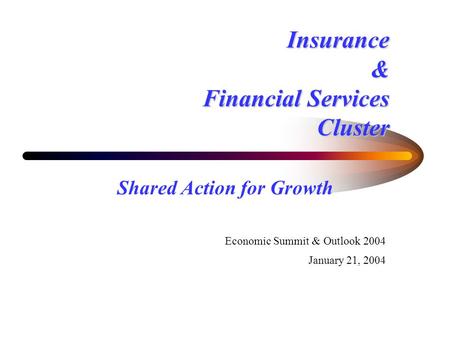 Insurance & Financial Services Cluster Shared Action for Growth Economic Summit & Outlook 2004 January 21, 2004.