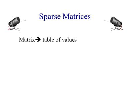 Matrix table of values