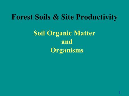Forest Soils & Site Productivity Soil Organic Matter and Organisms 1.