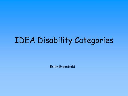 IDEA Disability Categories