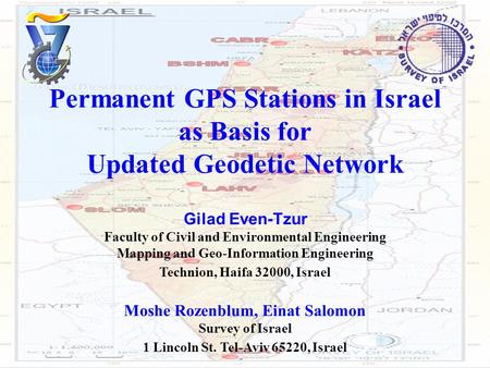 Permanent GPS Stations in Israel as Basis for