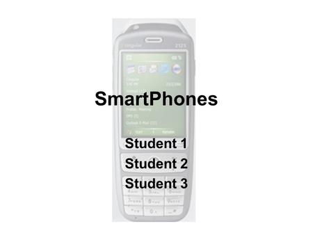 SmartPhones Student 1 Student 2 Student 3. SmartPhone Definition “A SmartPhone is one device that can take care of all your handheld computing and communication.