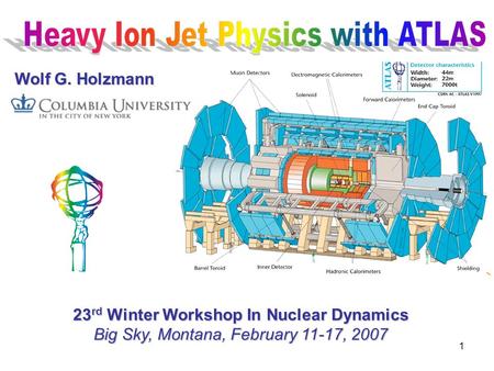 1 Wolf G. Holzmann 23 rd Winter Workshop In Nuclear Dynamics Big Sky, Montana, February 11-17, 2007.