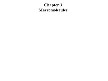 Chapter 3 Macromolecules.