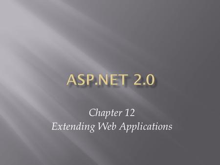 Chapter 12 Extending Web Applications. ASP.NET 2.0, Third Edition2.