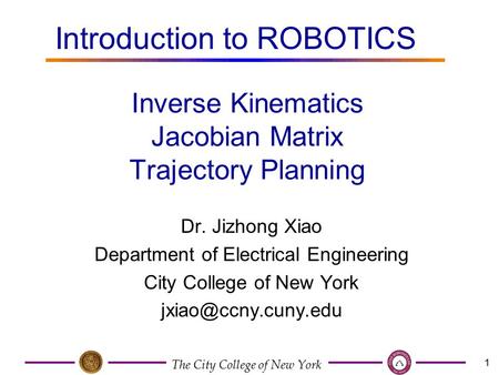 Inverse Kinematics Jacobian Matrix Trajectory Planning
