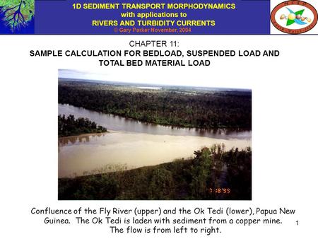 1D SEDIMENT TRANSPORT MORPHODYNAMICS with applications to RIVERS AND TURBIDITY CURRENTS © Gary Parker November, 2004 1 CHAPTER 11: SAMPLE CALCULATION FOR.
