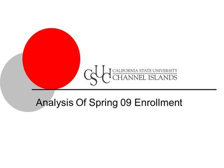 Analysis Of Spring 09 Enrollment. Percent Enrolled / All Students Spring CSU Channel Islands.
