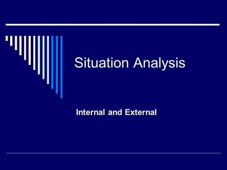 Situation Analysis Internal and External. Situation Analysis: Internal  Corporate issues Corporate mission and goals Growth and consolidation strategies.
