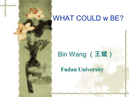 Bin Wang （王斌） Fudan University WHAT COULD w BE?. Outline Dark energy: Discords of Concordance Cosmology What is w? Could we imagine w