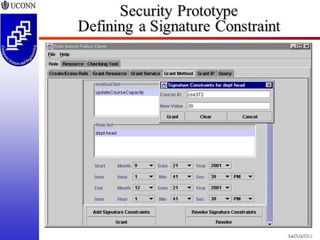 SACMAT02-1 Security Prototype Defining a Signature Constraint.