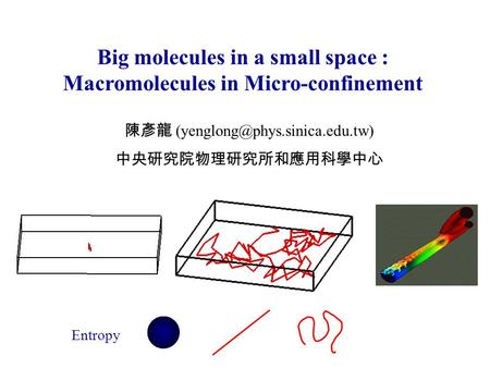 Big molecules in a small space : Macromolecules in Micro-confinement 陳彥龍 中央研究院物理研究所和應用科學中心 Entropy.