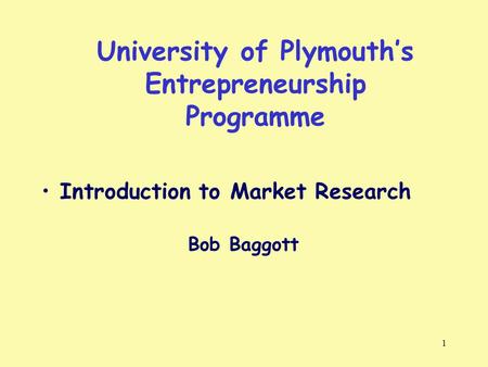 University of Plymouth’s Entrepreneurship Programme