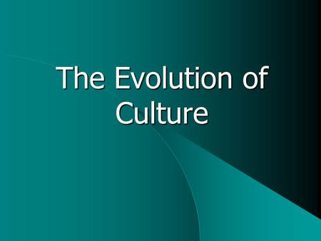 The Evolution of Culture. “Culture” has had 150 different definitions Four major classes of cultural definitions  Rules for behaviour or conduct  Ideas.