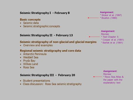 Seismic Stratigraphy I - February 8