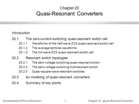 Chapter 20 Quasi-Resonant Converters