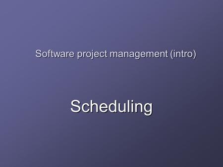 Software project management (intro)
