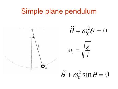 Simple plane pendulum. Principle of Superposition is a solution.