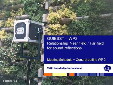 Foort de Roo Meeting Schedule + General outline WP 2 QUIESST – WP2 Relationship Near field / Far field for sound reflections.
