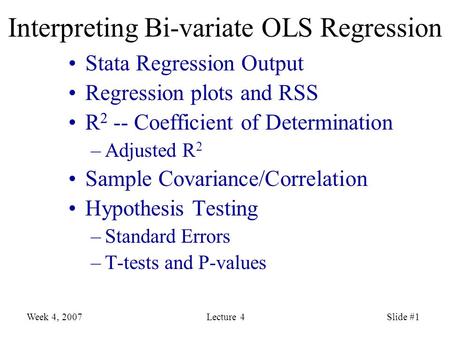 Interpreting Bi-variate OLS Regression