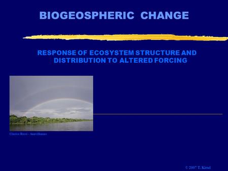 BIOGEOSPHERIC CHANGE RESPONSE OF ECOSYSTEM STRUCTURE AND DISTRIBUTION TO ALTERED FORCING © 2007 T. Kittel Clarice Bassi - Anavilhanas.