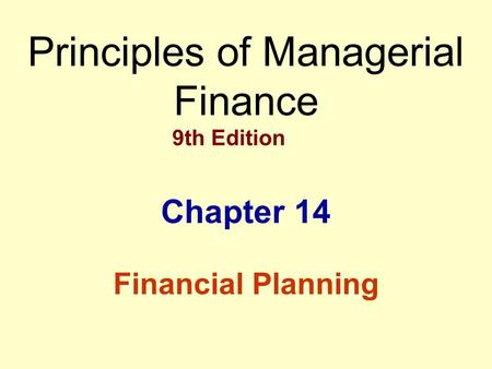 Principles of Managerial Finance 9th Edition