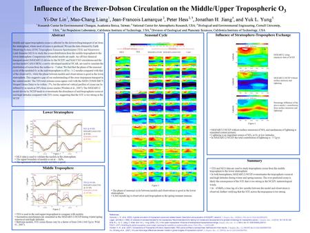 Influence of the Brewer-Dobson Circulation on the Middle/Upper Tropospheric O 3 Abstract Lower Stratosphere --------Observations-----------------------------Models---------------------
