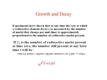 Growth and Decay. The Half-Life Time of a Radioactive Elements.