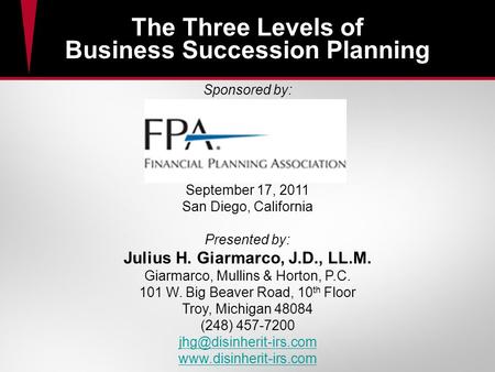 The Three Levels of Business Succession Planning