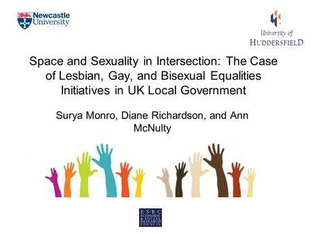 University of H UDDERSFIEL D Space and Sexuality in Intersection: The Case of Lesbian, Gay, and Bisexual Equalities Initiatives in UK Local Government.
