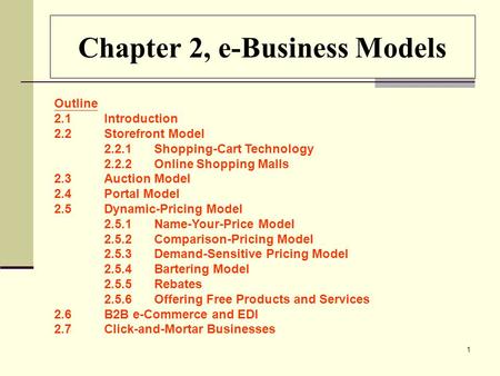 Chapter 2, e-Business Models