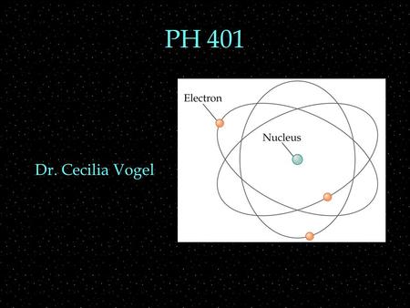 PH 401 Dr. Cecilia Vogel. Review Outline  Prove the radial H-atom solution  Spin  evidence  spin angular momentum  Spherically Symmetric Hamiltonian.