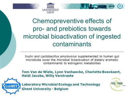 1 Chemopreventive effects of pro- and prebiotics towards microbial bioactivation of ingested contaminants Inulin and Lactobacillus amylovorus supplemented.