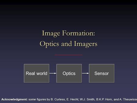 Image Formation: Optics and Imagers