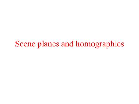 Scene planes and homographies. Homographies given the plane and vice versa.