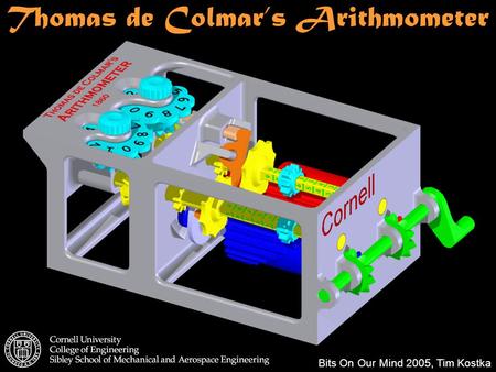 1/8 Bits On Our Mind 2005, Tim Kostka Thomas de Colmar’s Arithmometer.