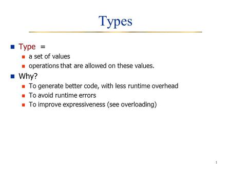 Types Type = Why? a set of values