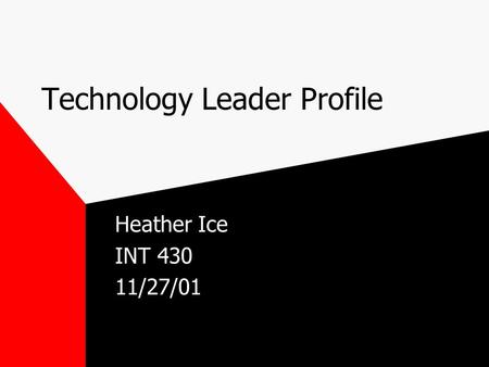 Technology Leader Profile Heather Ice INT 430 11/27/01.