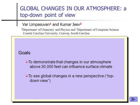 GLOBAL CHANGES IN OUR ATMOSPHERE: a top-down point of view  Atmospheric Science 101  Structure of atmosphere  Important relationships  The Northern.