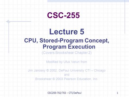 CPU, Stored-Program Concept, Program Execution