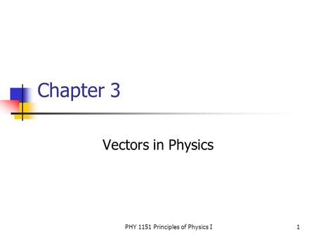 PHY 1151 Principles of Physics I