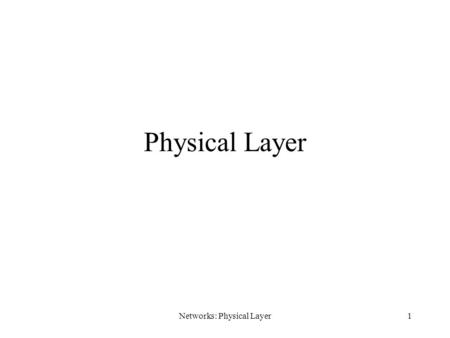 Networks: Physical Layer1 Physical Layer. Networks: Physical Layer2 Receiver Communication channel Transmitter Figure 3.5 Copyright ©2000 The McGraw Hill.