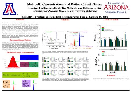Metabolic Concentrations and Ratios of Brain Tissue Amarjeet Bhullar, Lars Ewell, Tim McDaniel and Baldassarre Stea Department of Radiation Oncology, The.