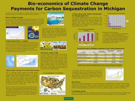 Bio-economics of Climate Change Payments for Carbon Sequestration in Michigan This poster shows how strategies to mitigate global warming can also help.