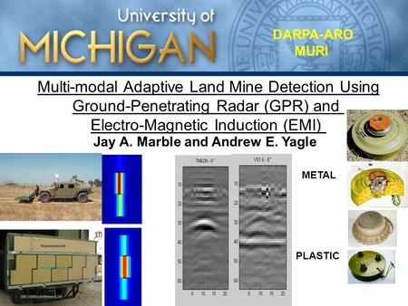 Multi-modal Adaptive Land Mine Detection Using Ground-Penetrating Radar (GPR) and Electro-Magnetic Induction (EMI) METAL PLASTIC DARPA-ARO MURI Jay A.