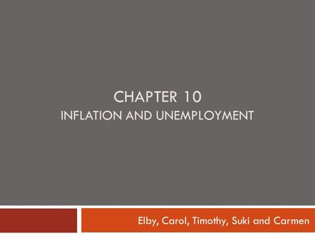 Chapter 10 Inflation and Unemployment
