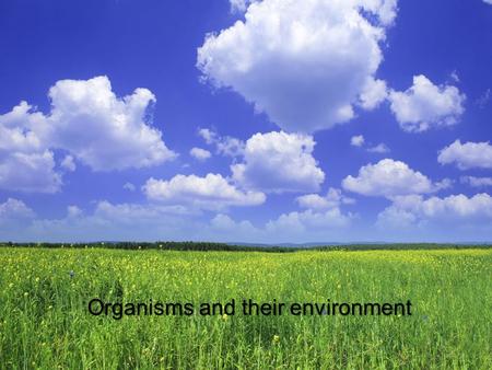 Organisms and their environment