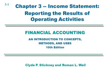 Chapter 3 -- Income Statement: