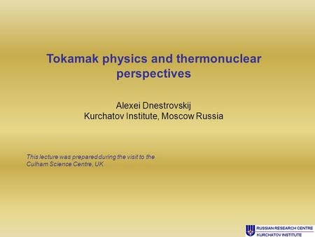 Tokamak physics and thermonuclear perspectives
