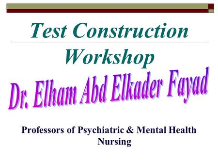 Test Construction Workshop Professors of Psychiatric & Mental Health Nursing.